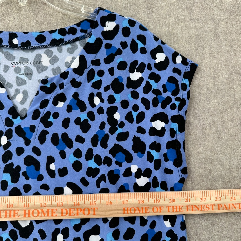 Cuddl Duds Leopard Print Sleeveless Shift Dress Womens LARGE Blue Black - Picture 5 of 8